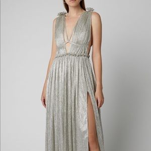Brand New with Tags Jonathan Simkhai silver Grecian goddess floor length gown